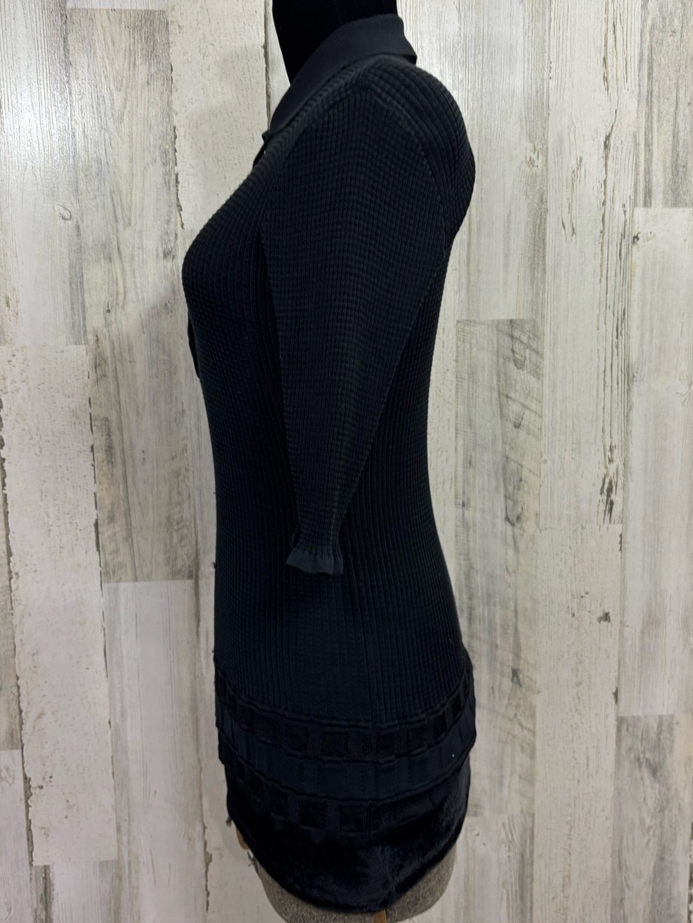 Caché Vintage Y2K Waffle Knit Polo Collar‎ Short Sleeve Sweater - Picture 4 of 9